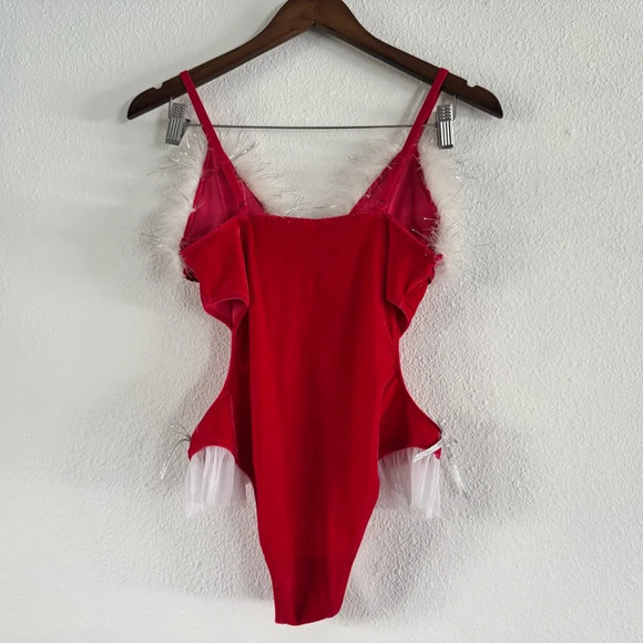 Boudoir Velvet Santa Teddy Bodysuit Christmas Intimate Lengerie Festive Small - Picture 12 of 13